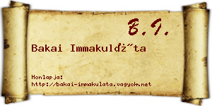 Bakai Immakuláta névjegykártya